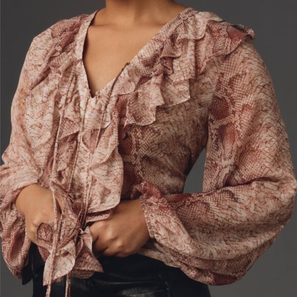 Brand New By Anthropologie Long-Sleeve Ruffled Blouse - Picture 5 of 7